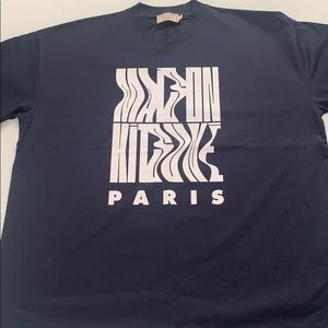Maison Kitsuné oversized T-shirt L Navy wavy logo